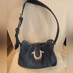 True Religion Denim Shoulder Bag with Silver Hardware